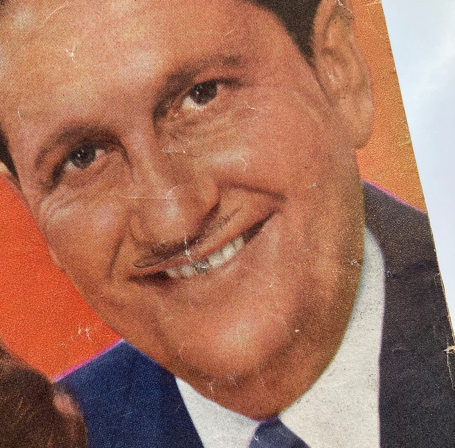 Close-up of Lawrence Welk from the VTG TV Radio Mirror Magazine August 1956.