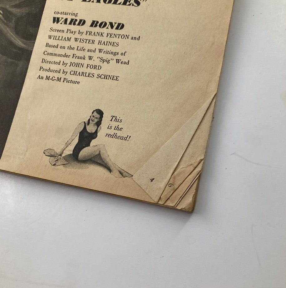 Another interior page of the VTG Modern Screen Magazine March 1957, featuring a promotional image with the caption 'This is the redhead!'.