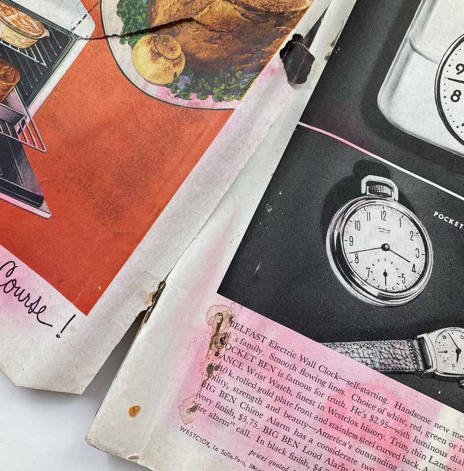 Vintage advertisement from The Saturday Evening Post September 25, 1948 showcasing various products including a Belfast Electric Wall Clock and other household items, reflecting the consumer culture of the late 1940s.