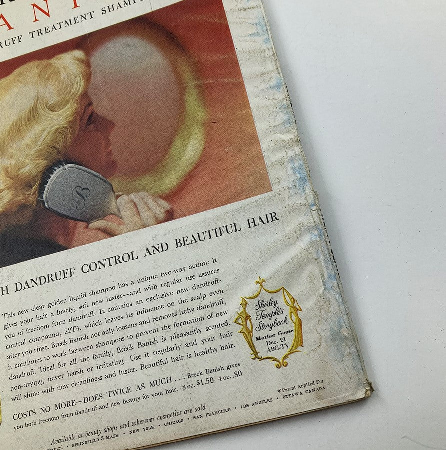 Back cover of the VTG True Romance Magazine January 1960 featuring an advertisement for Breck shampoo, promoting dandruff control and healthy hair.