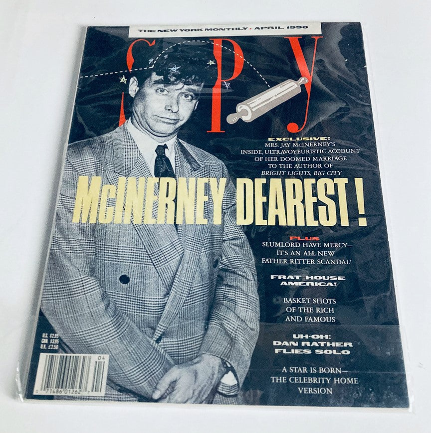 Alternate view of the Spy Magazine April 1990 cover featuring Jay McInerney, emphasizing the nostalgic design and cultural commentary reflected in the issue.