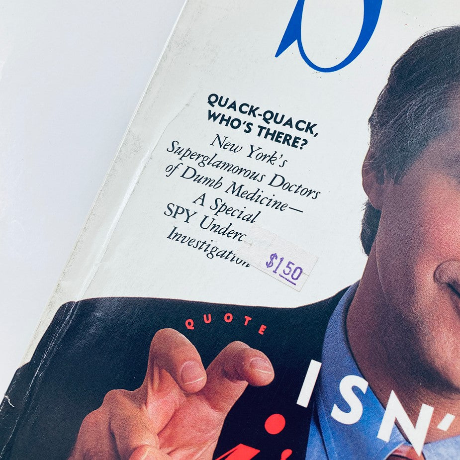 Close-up of VTG Spy Magazine March 1989 cover, highlighting featured articles including 'Quack-Quack, Who's There?' and the price tag of $1.50.