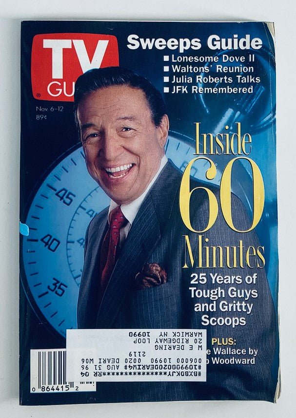 TV Guide Magazine November 6 1993 featuring Mike Wallace on the cover, highlighting an inside look at 60 Minutes, with mentions of television programming like Lonesome Dove II and Julia Roberts Talks.