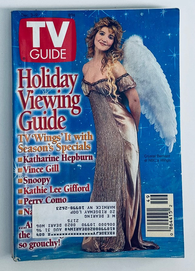TV Guide Magazine cover from December 3, 1994 featuring Crystal Bernard of NBC's Wings, with a Holiday Viewing Guide theme and angel wings design, showcasing various TV specials and notable personalities.