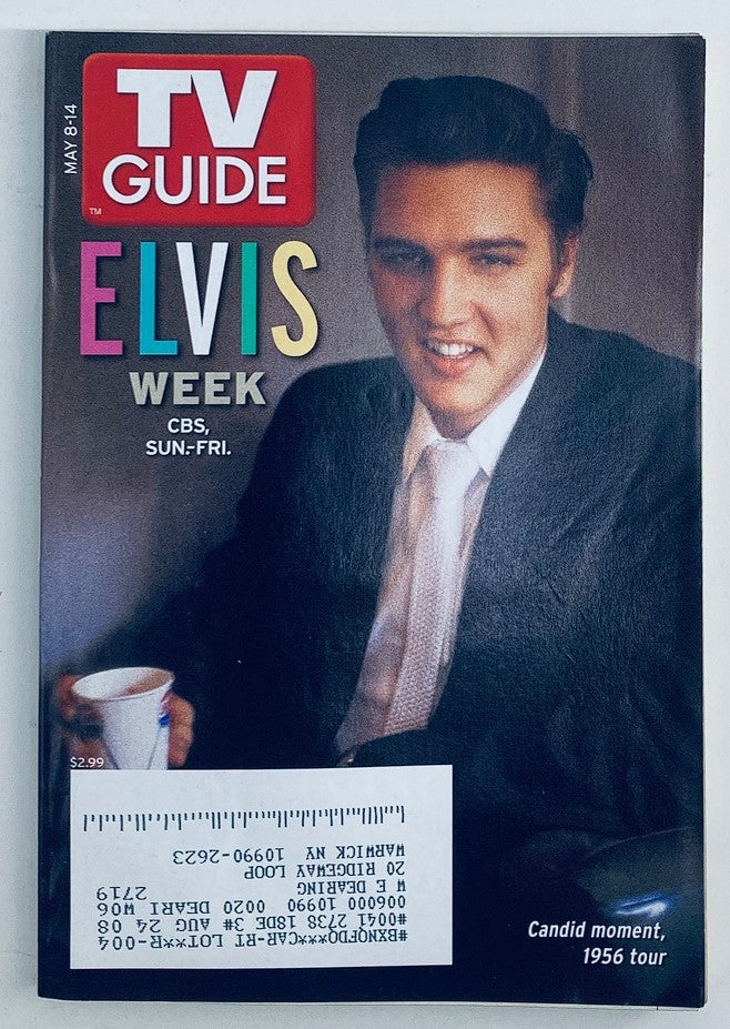 TV Guide Magazine May 8 2005 featuring Elvis Presley on the cover, showcasing a candid moment from his 1956 tour, capturing the charm and charisma of the King of Rock 'n' Roll.