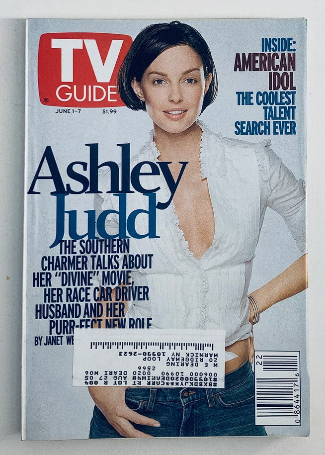 TV Guide Magazine June 1 2002 featuring Ashley Judd on the cover, showcasing her captivating Southern charm and discussing her movie roles and personal life.