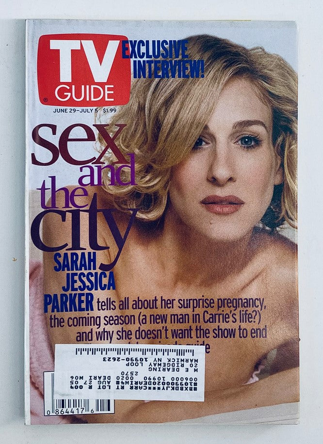 TV Guide Magazine cover featuring Sarah Jessica Parker from the NY Metro Edition, dated June 29, 2002, showcasing the iconic actress and 'Sex and the City' star. Perfect for collectors of vintage magazines.