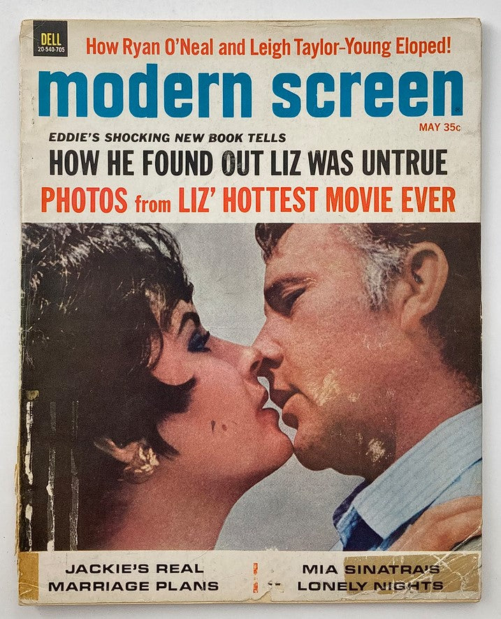 Cover of VTG Modern Screen Magazine May 1967 featuring Elizabeth Taylor and Richard Burton with the title in bold text.