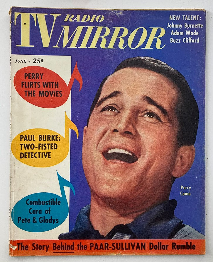 Vintage TV Radio Mirror Magazine from June 1961, Volume 56, Issue #1, showcasing Perry Como on the cover with articles featuring Paul Burke and notable television content.