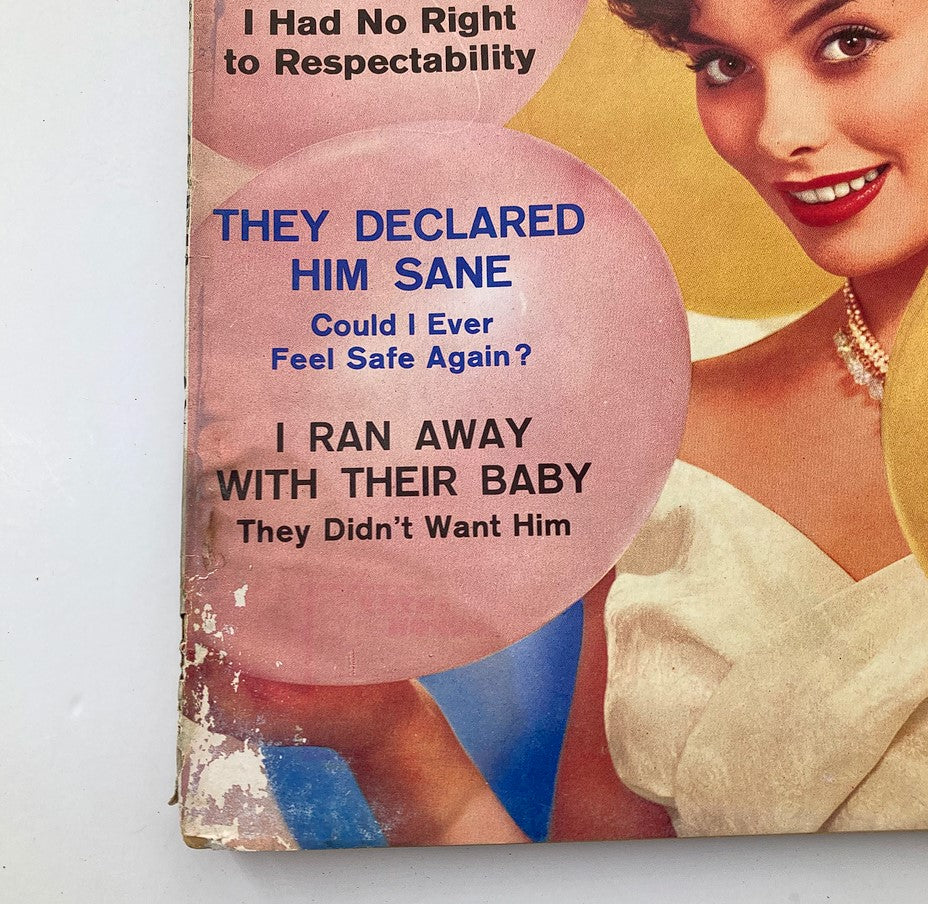 Close-up of the cover of VTG Secrets Magazine January 1960 Vol 47 #2 highlighting the title "They Declared Him Sane" with a woman's portrait and notable phrases around.