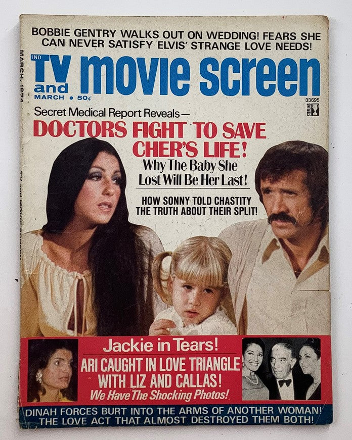 Vintage TV and Movie Screen Magazine March 1974 Vol 21 #4 Cher and Bono No Label
