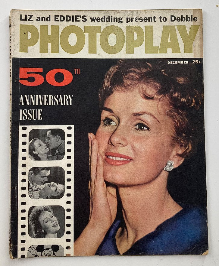 VTG Photoplay Magazine December 1960 featuring a close-up image of Debbie Reynolds on the cover, celebrating the 50th anniversary issue with a collection of film stills. A nostalgic piece for classic cinema enthusiasts.