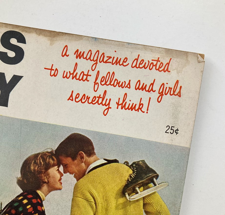 Cover of VTG Teens Today Magazine January 1960 Vol 1 #5 showcasing the tagline 'a magazine devoted to what fellows and girls secretly think!' with an illustration of a couple.