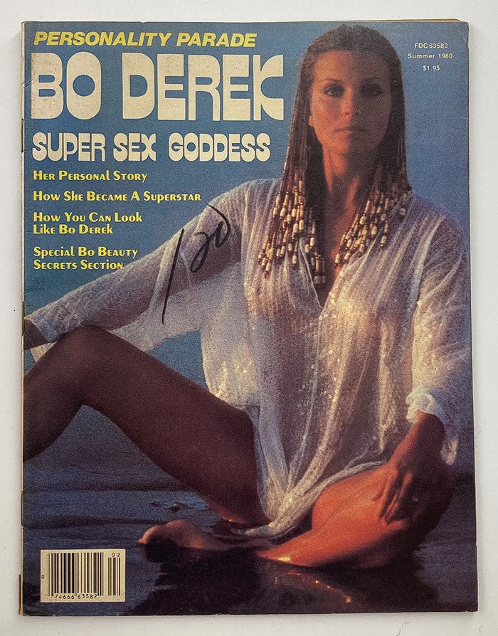VTG Personal Parade Magazine Summer 1980 Vol 1 #1 featuring Bo Derek on the cover, showcasing her as the 'Super Sex Goddess' in a glamorous beach setting.