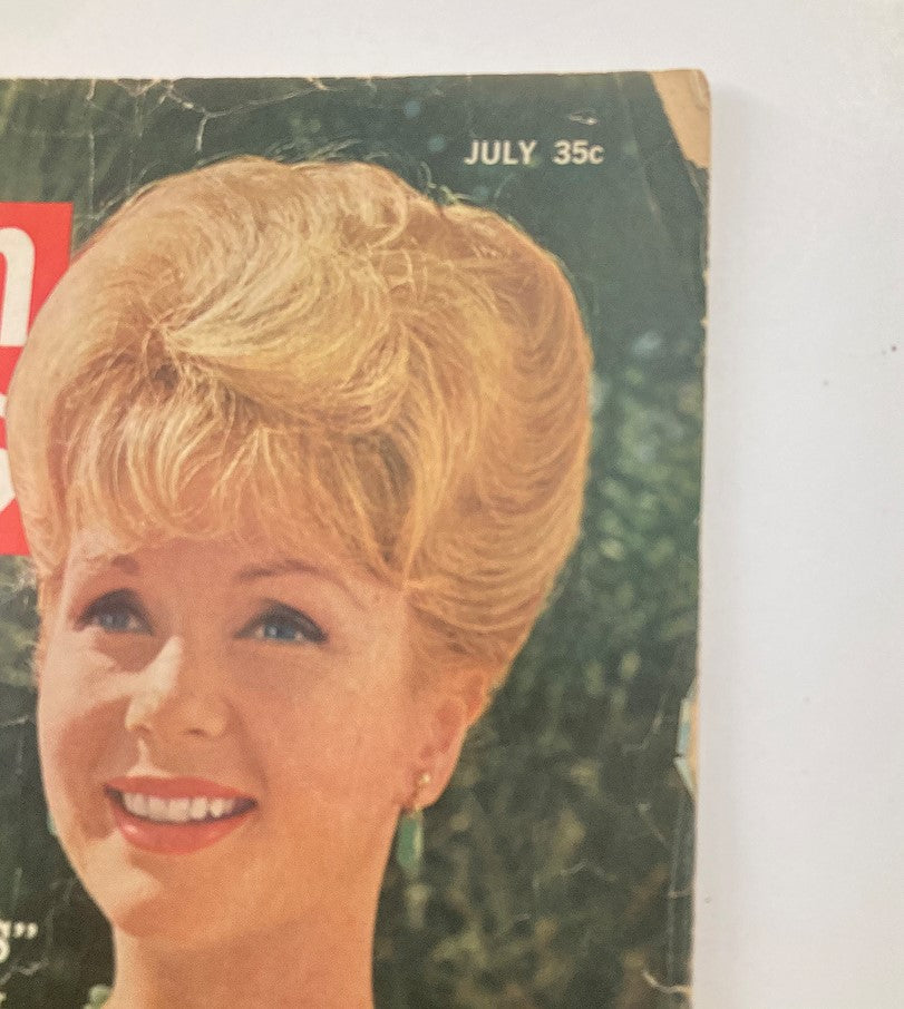 VTG Screen Stories Magazine July 1964 featuring an image of a smiling female star with blonde hair, capturing the iconic style of the 1960s.