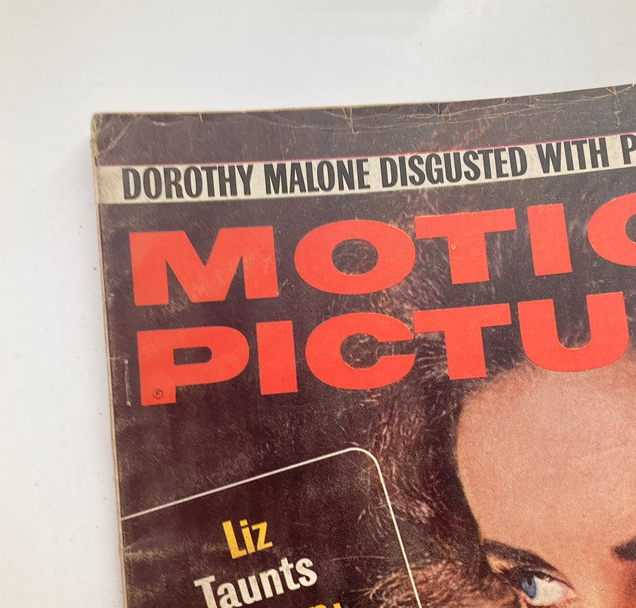 Close-up of the VTG Motion Picture Magazine May 1965 cover showcasing key headlines and featuring Elizabeth Taylor.