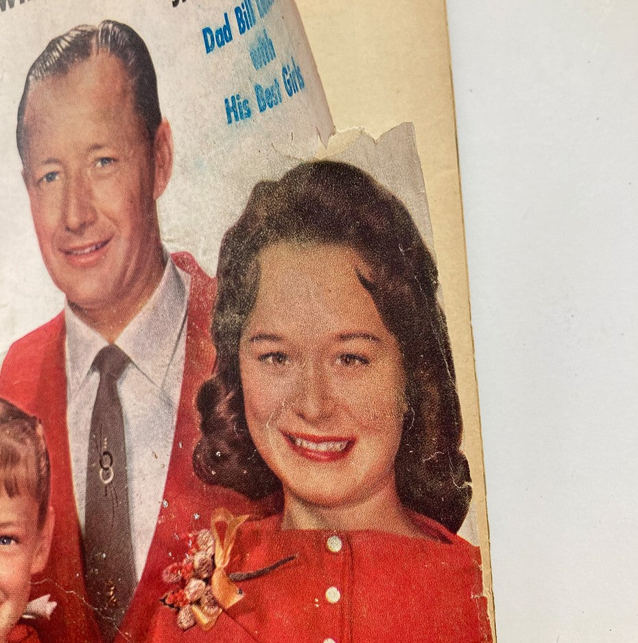 Close-up of a page from VTG TV Radio Mirror Magazine January 1959 Vol 51 #2 displaying a portrait photo of a female from the 1950s era.