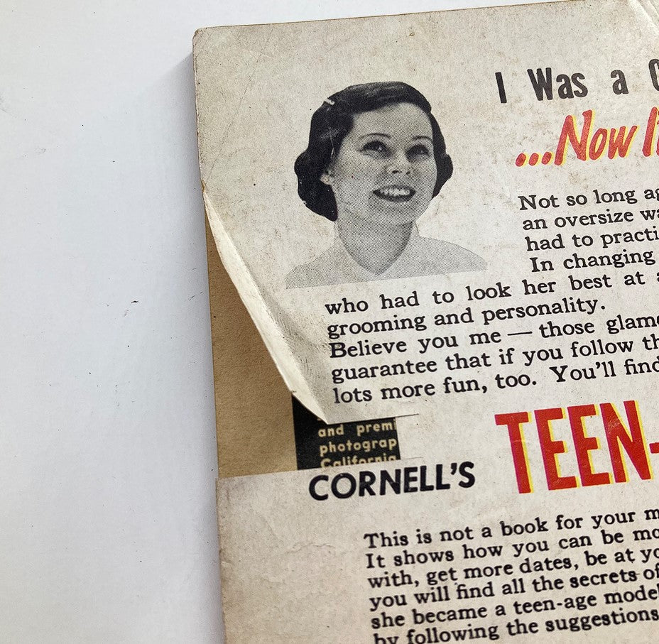 Back cover of VTG Movie Pix Magazine February 1952 showing wear and vintage design, with a focus on retro beauty advice.
