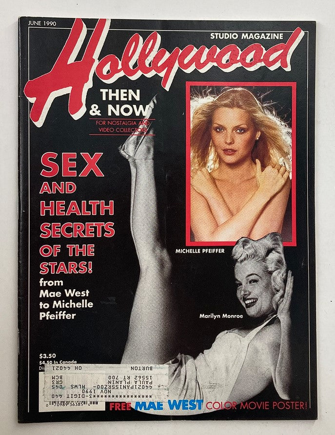 Hollywood Studio Magazine Then & Now June 1990 featuring Marilyn Monroe and Michelle Pfeiffer on the cover, highlighting vintage cinematic content.