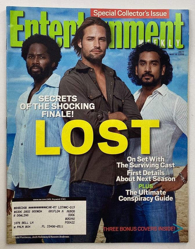 Cover of Entertainment Weekly Magazine May 19 2006 featuring actors Harold Perrineau, Josh Holloway, and a dark-haired actor. This special collector's issue highlights the 'Lost' series and includes articles on the show.