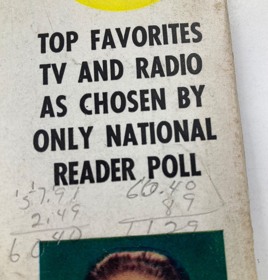 Detail of the VTG TV Radio Mirror Magazine May 1959 back cover emphasizing 'Top Favorites TV and Radio as Chosen by Only National Reader Poll'.