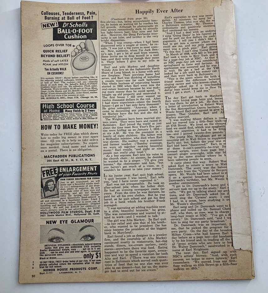 Back page of June 1955 TV Radio Mirror Magazine with advertisements and text, highlighting the historic charm of vintage television memorabilia.