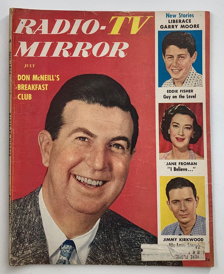 VTG Radio TV Mirror Magazine July 1954 Cover Portrait of Don McNeill featuring a smiling Don McNeill, with the magazine title and subtitle visible.