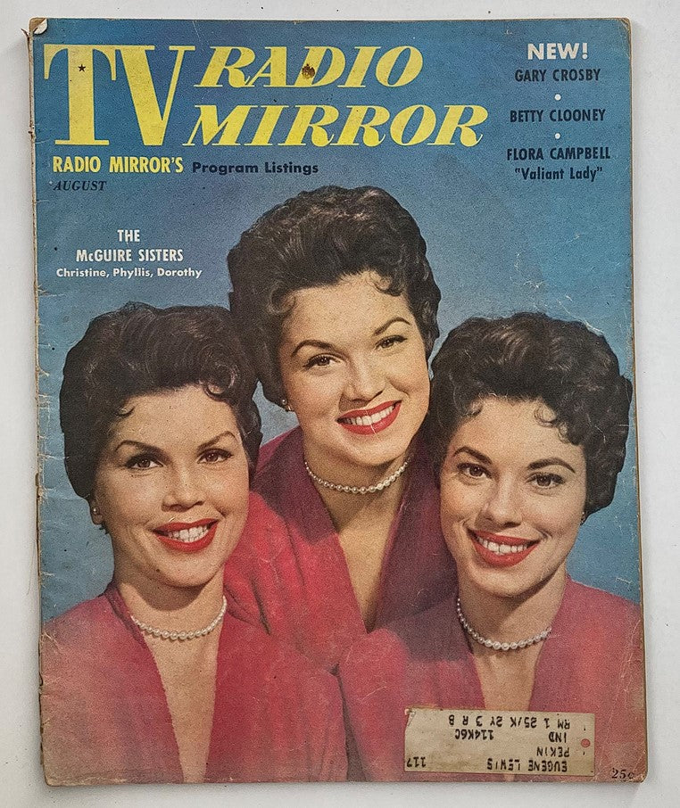 Vintage TV Radio Mirror Magazine August 1955 Cover Portrait of The McGuire Sisters