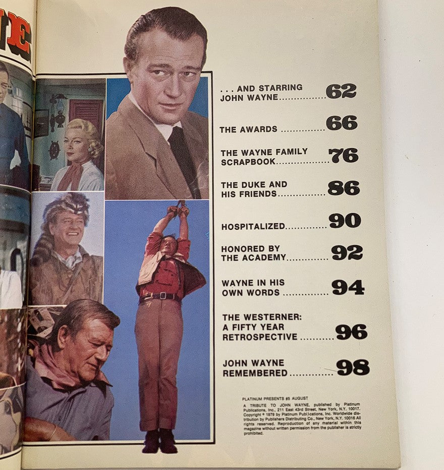 Vintage Platinum Magazine 1979 No. 5 A Tribute To John Wayne No Label