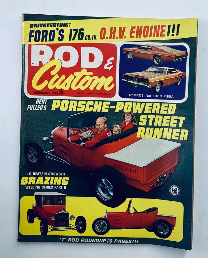 Cover of VTG Rod & Custom Magazine February 1968 Vol 16 #2 featuring a Porsche-Powered Street Runner and classic automotive culture themes.