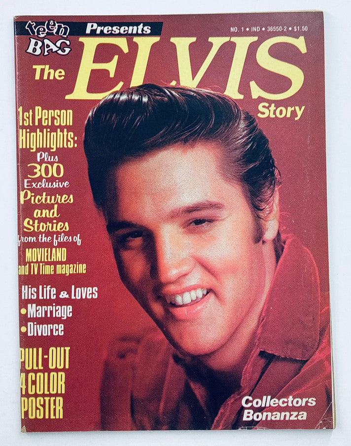 VTG Teen Bag Magazine 1977 The Elvis Presley Story cover featuring an iconic image of Elvis Presley smiling, highlighting his charm and charisma.