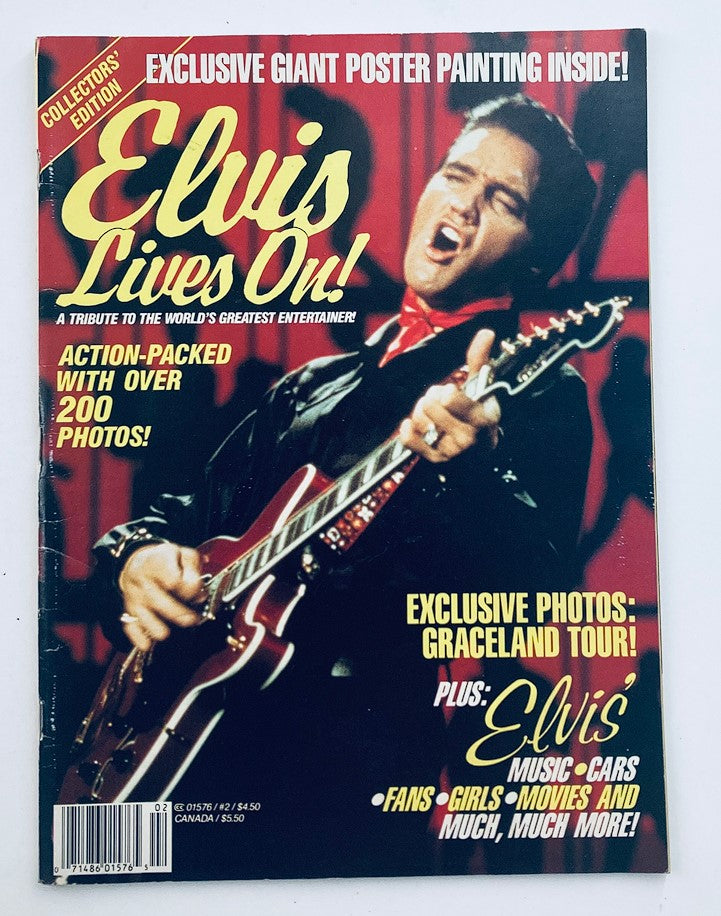 Cover of VTG Collector's Edition July 1992 Elvis Presley Lives On, featuring Elvis with a guitar and promotional text about exclusive content and photos.