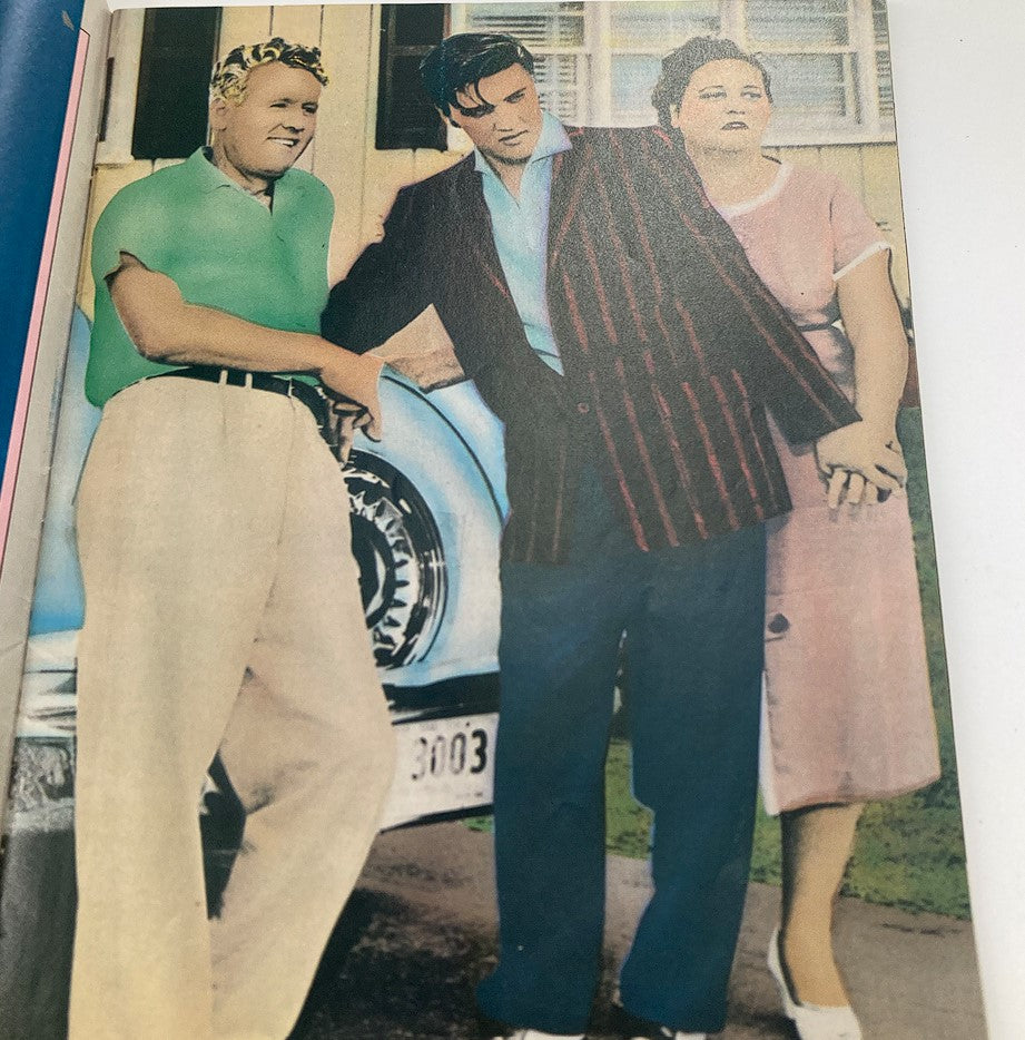 VTG Collector's Edition July 1992 Elvis Presley Lives On w Poster No Label features a colorful photograph of Elvis Presley standing with two other individuals in front of a classic car.
