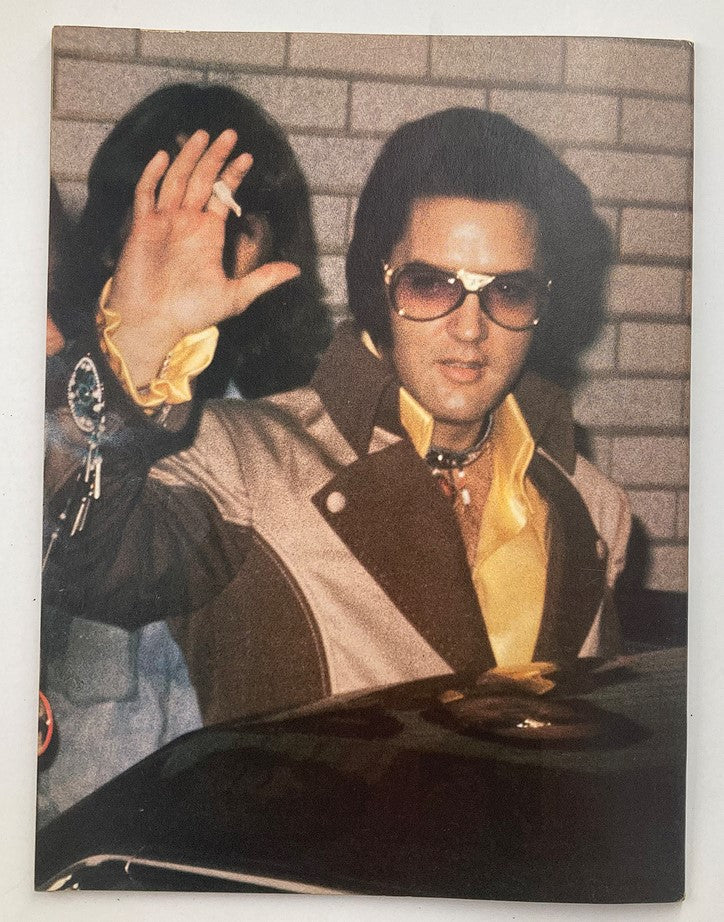 Elvis Presley waving with sunglasses in Modern Screen Magazine 1980 #5, a collectible snapshot of the King of Rock and Roll.