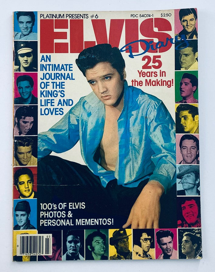 VTG Platinum Magazine 1979 #6 featuring Elvis Presley Diary, showcasing an intimate journal of the King’s life with various images of Elvis on the cover.