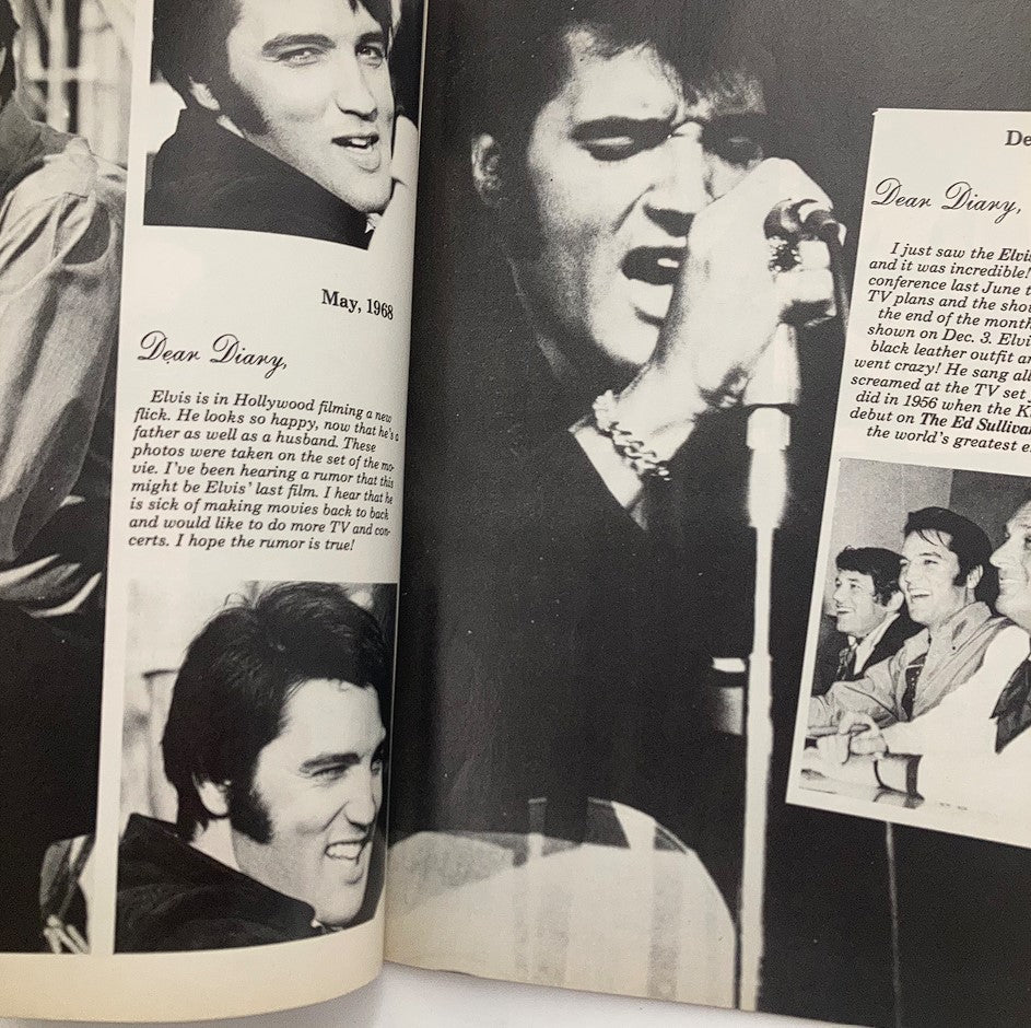 Final interior page of VTG Platinum Magazine 1979 #6 highlighting Elvis Presley's diary entries and performance photographs.