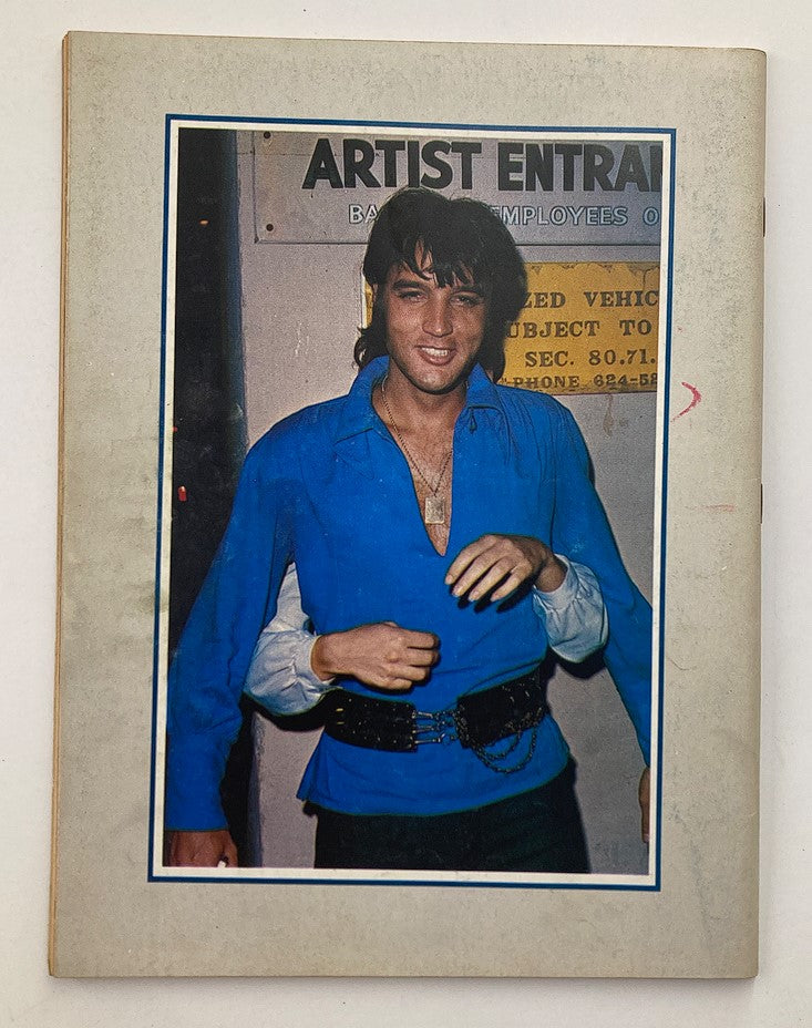 Cover image of the 1977 Complete Elvis Presley Lists of Songs with Poster, showcasing Elvis in a blue shirt, highlighting this collectible item for fans.