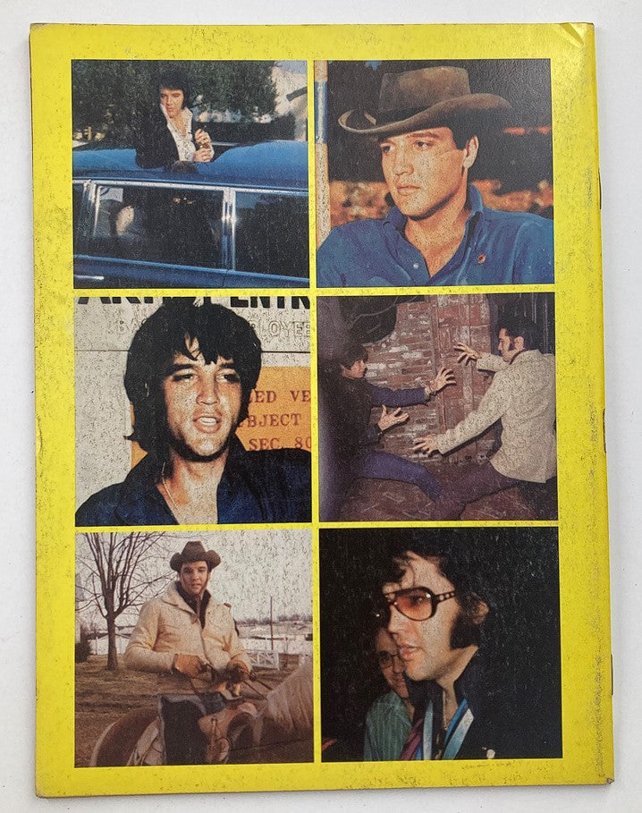 Back cover of VTG Modern Screen Presents 1979 No. 3 Elvis Presley Hollywood Years magazine displaying various images of Elvis Presley in different settings.