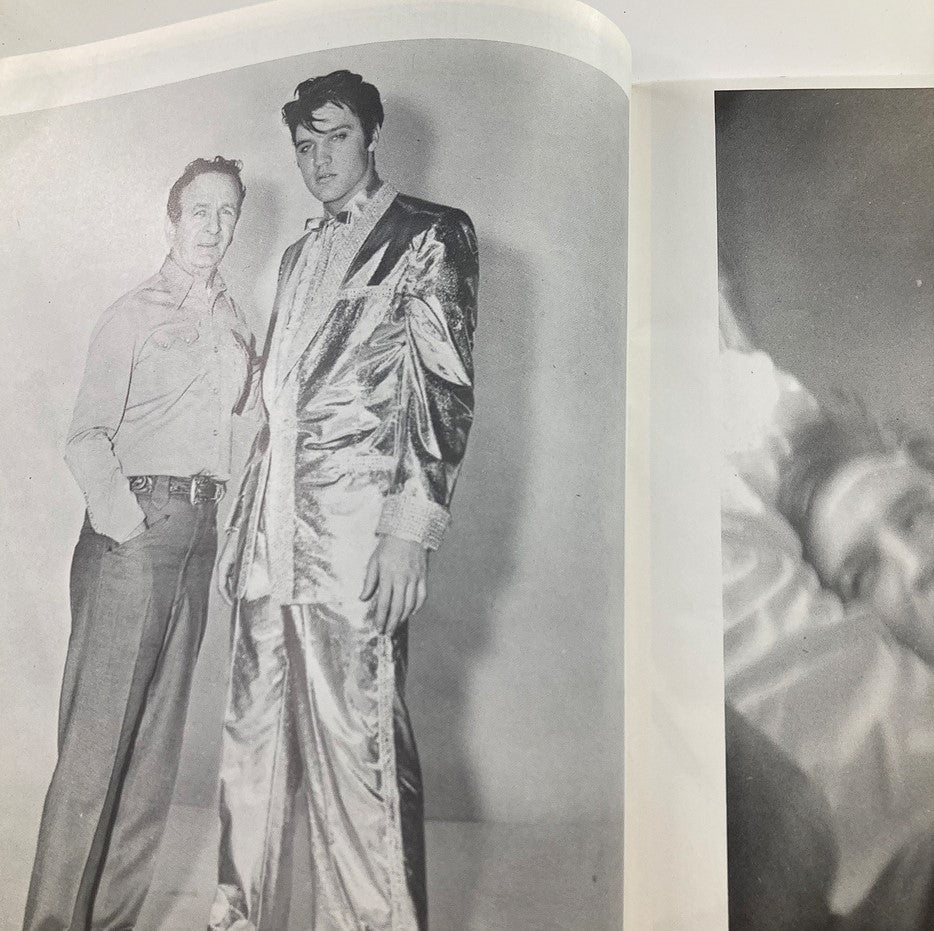 VTG 1981 Remember Elvis Presley by D.J. Fontana: Elvis Presley posing in an iconic shiny suit alongside D.J. Fontana, capturing the essence of the rock 'n' roll era.