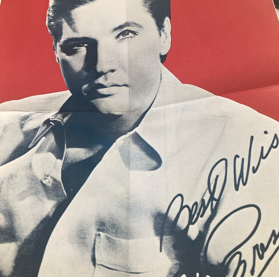 VTG 1971 Elvis Presley Music Book poster featuring a classic black and white image of Elvis Presley with a personal message.