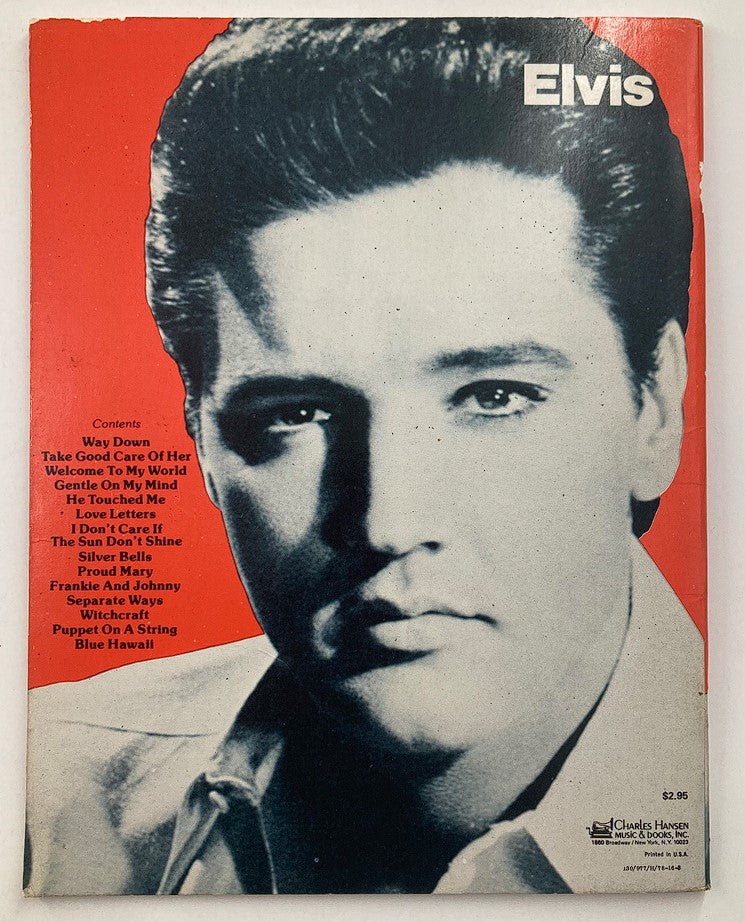 VTG 1971 Elvis Presley Music Book cover showcasing Elvis Presley with a tracklist of songs including classic hits.