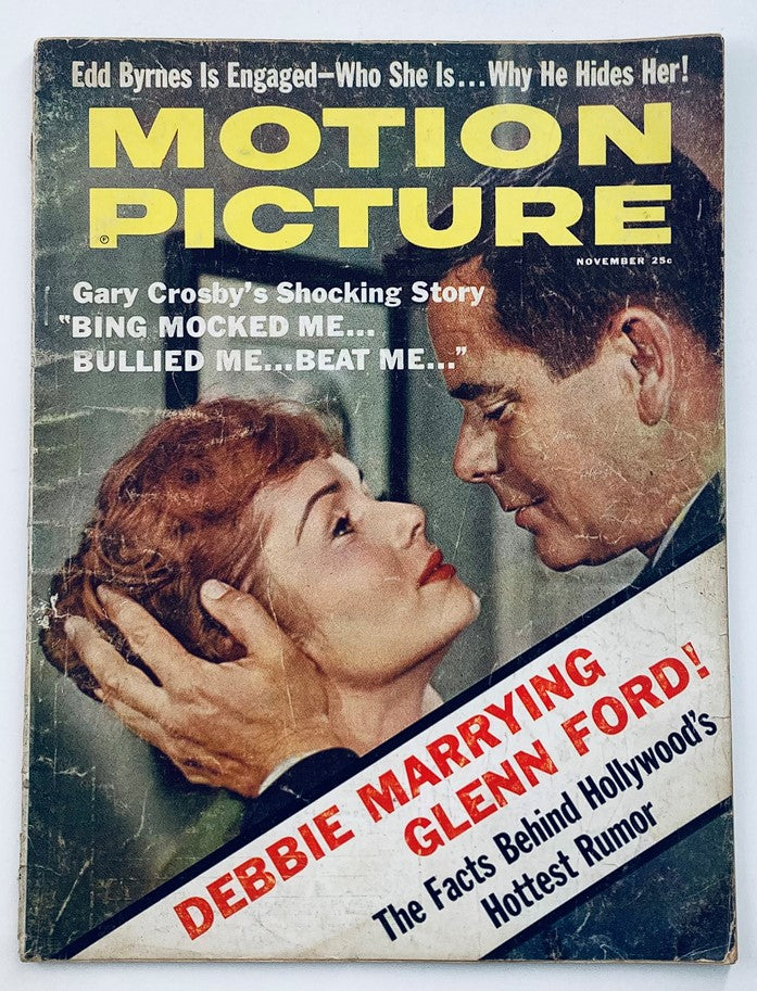 VTG Motion Picture Magazine November 1959 featuring Debbie Reynolds and Glenn Ford on the cover, showcasing an iconic Hollywood moment and vintage design.