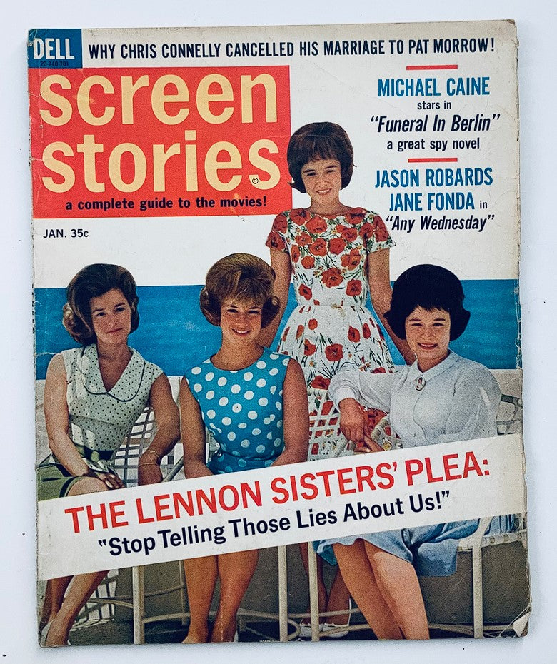 VTG Screen Stories Magazine January 1967 featuring The Lennon Sisters on the cover, showcasing a colorful design, reflecting 1960s pop culture.
