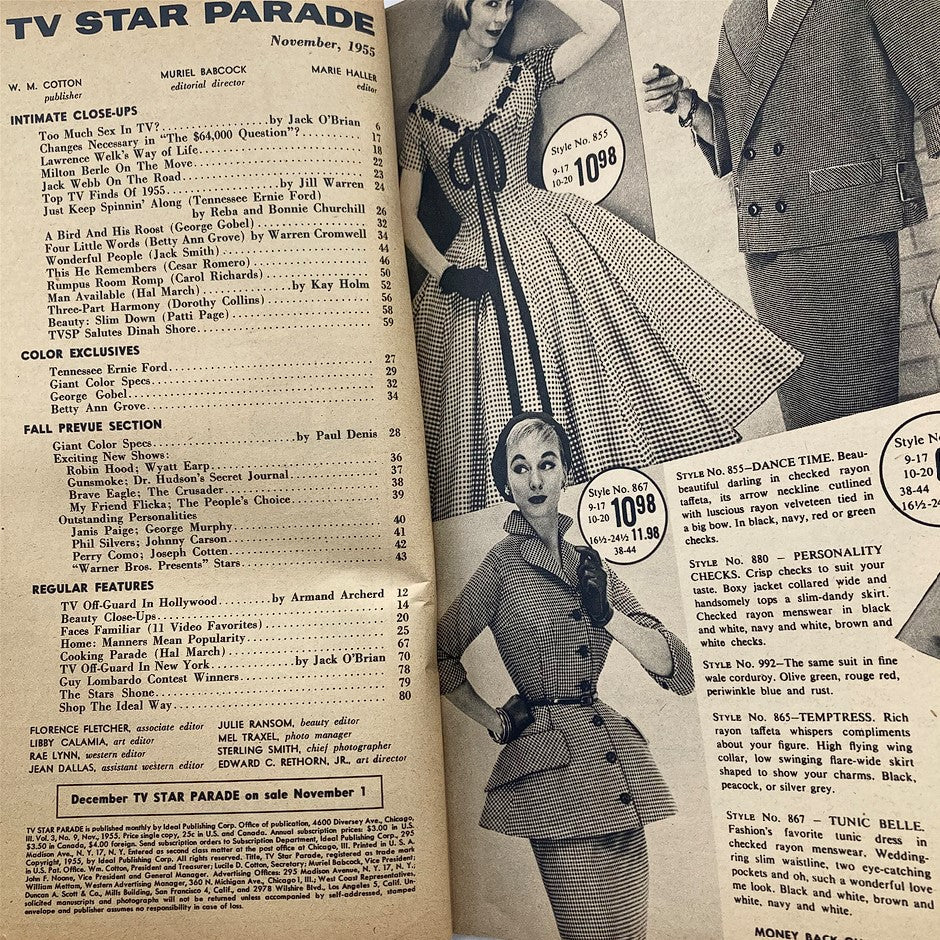 Vintage TV Star Parade Magazine November 1955 Dorothy Collins, Janis Paige No Label
