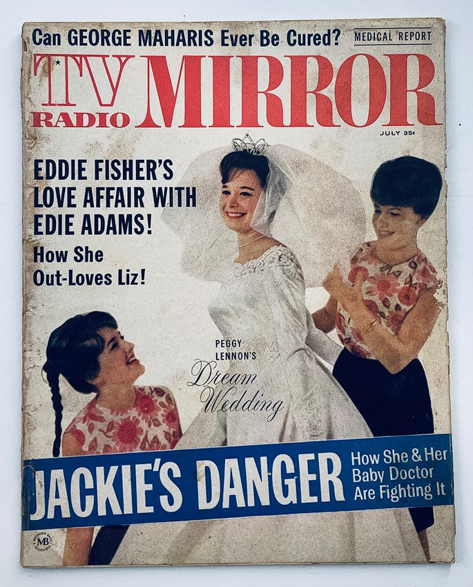 VTG TV Radio Mirror Magazine July 1963 front cover featuring Peggy Lennon’s wedding and Eddie Fisher's love affair with Edie Adams.