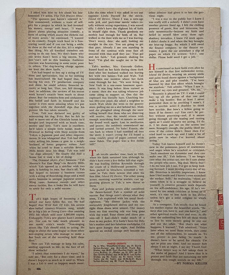 Additional page from VTG Motion Picture Magazine September 1961, displaying articles and colorful advertisements that capture the essence of classic Hollywood cinema.
