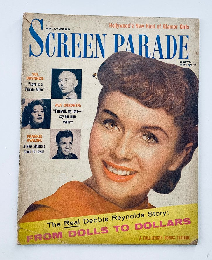 Vintage Hollywood Screen Parade from September 1959 featuring Debbie Reynolds on the cover, highlighting classic cinema and nostalgia.