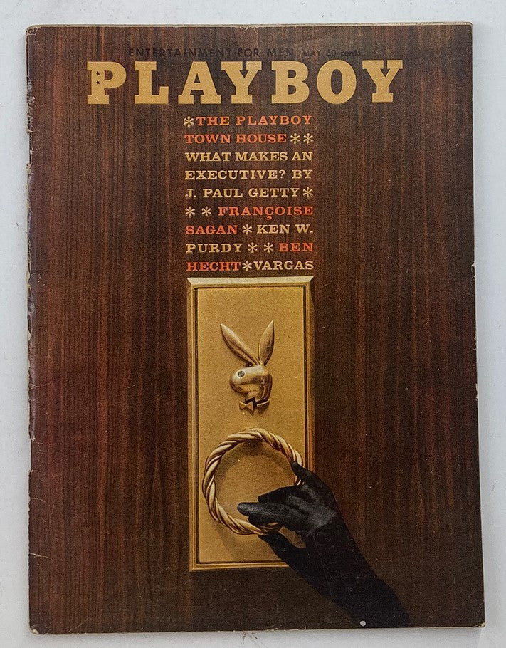 Cover of VTG Playboy Magazine May 1962 featuring the title in bold letters and a decorative design, showcasing a prominent rabbit logo.