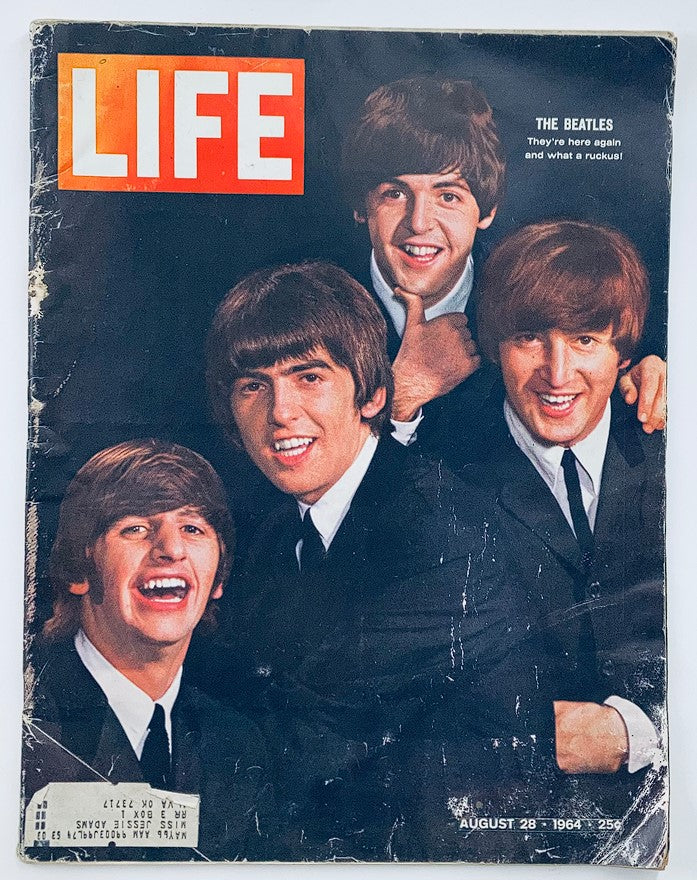 VTG Life Magazine August 28 1964 Vol 57 #9 featuring The Beatles Ringo, George, Paul, and John on the cover, capturing a moment in music history.