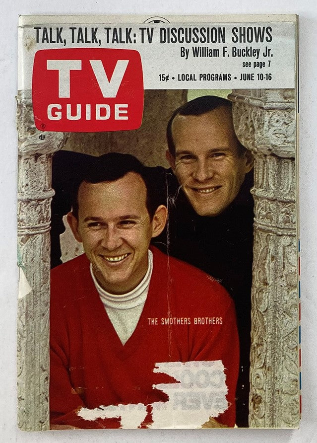 Cover of VTG TV Guide Magazine June 10 1967 featuring the Smothers Brothers, showcasing TV discussion shows and iconic entertainment history.